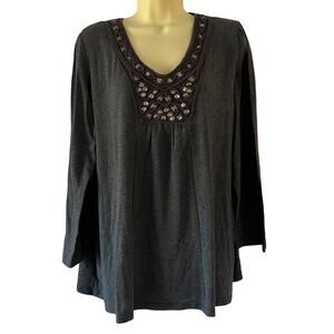 Only 9 Woman  Gray Embellished Knit Top